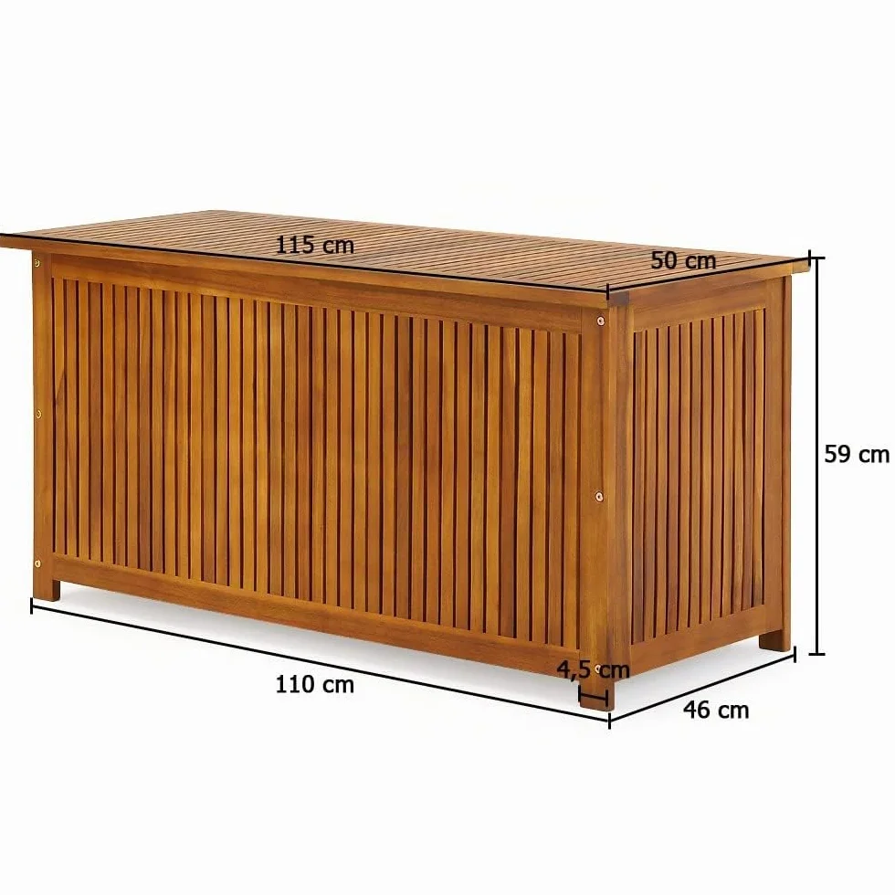 Casaria Coffre de Jardin 205 L Bois d'Acacia Rangement Extérieur Bâche Intérieure Couvercle Renforcé Charge 160 kg