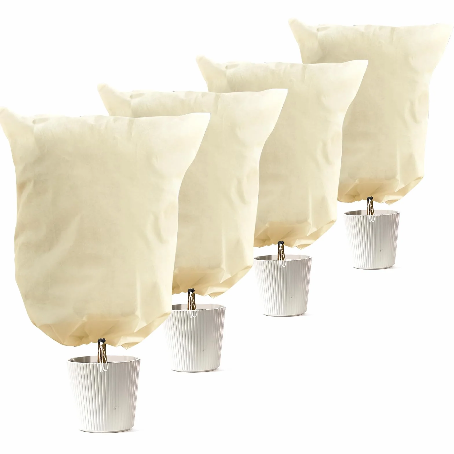 Lot de 4 Housse Hivernage Plante 80g/m² 60x80cm Anti-Gel Réutilisable