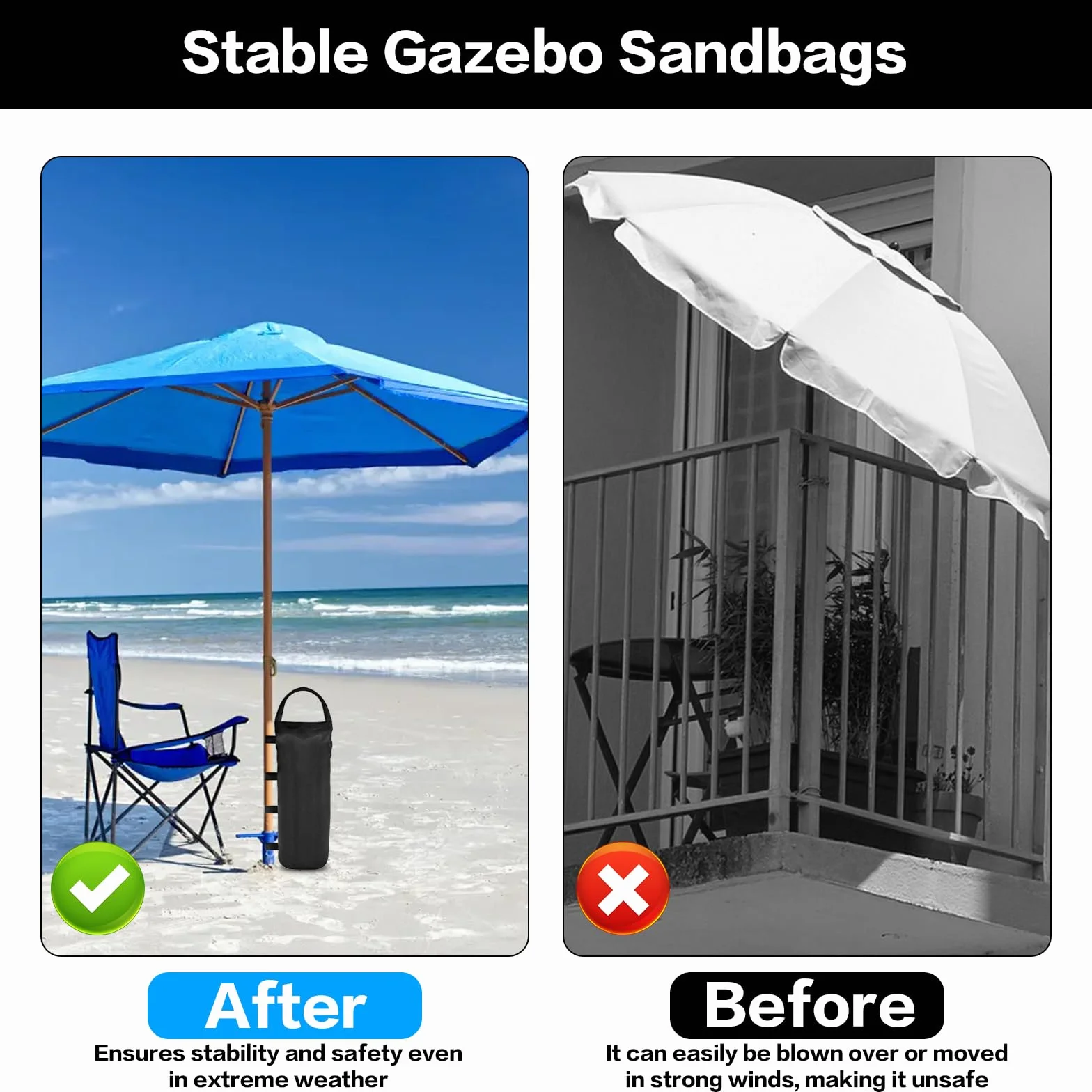 Sacs de sable pour tonnelle 420D lot de 4 pieds parasol tente auvent extérieur