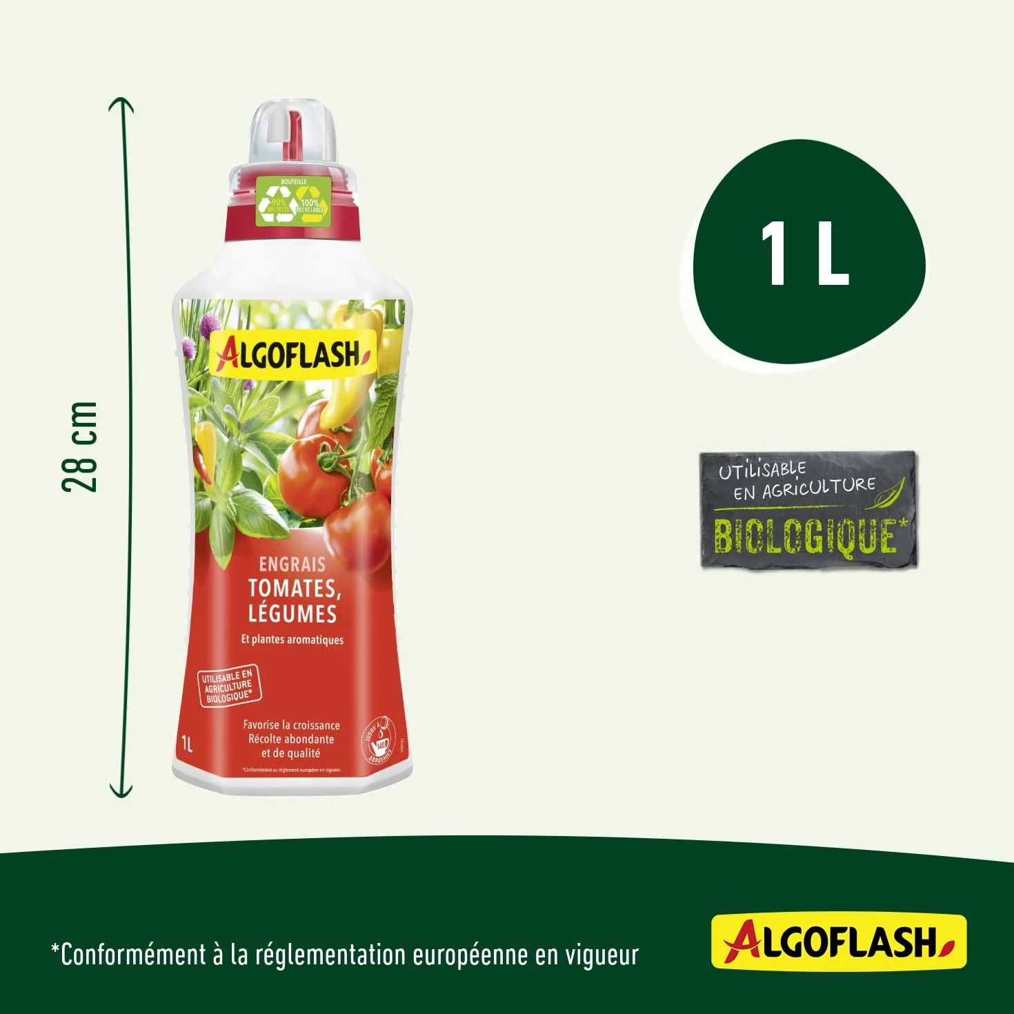 Algoflash Engrais Liquide Tomates et Légumes 1 L Agriculture Biologique