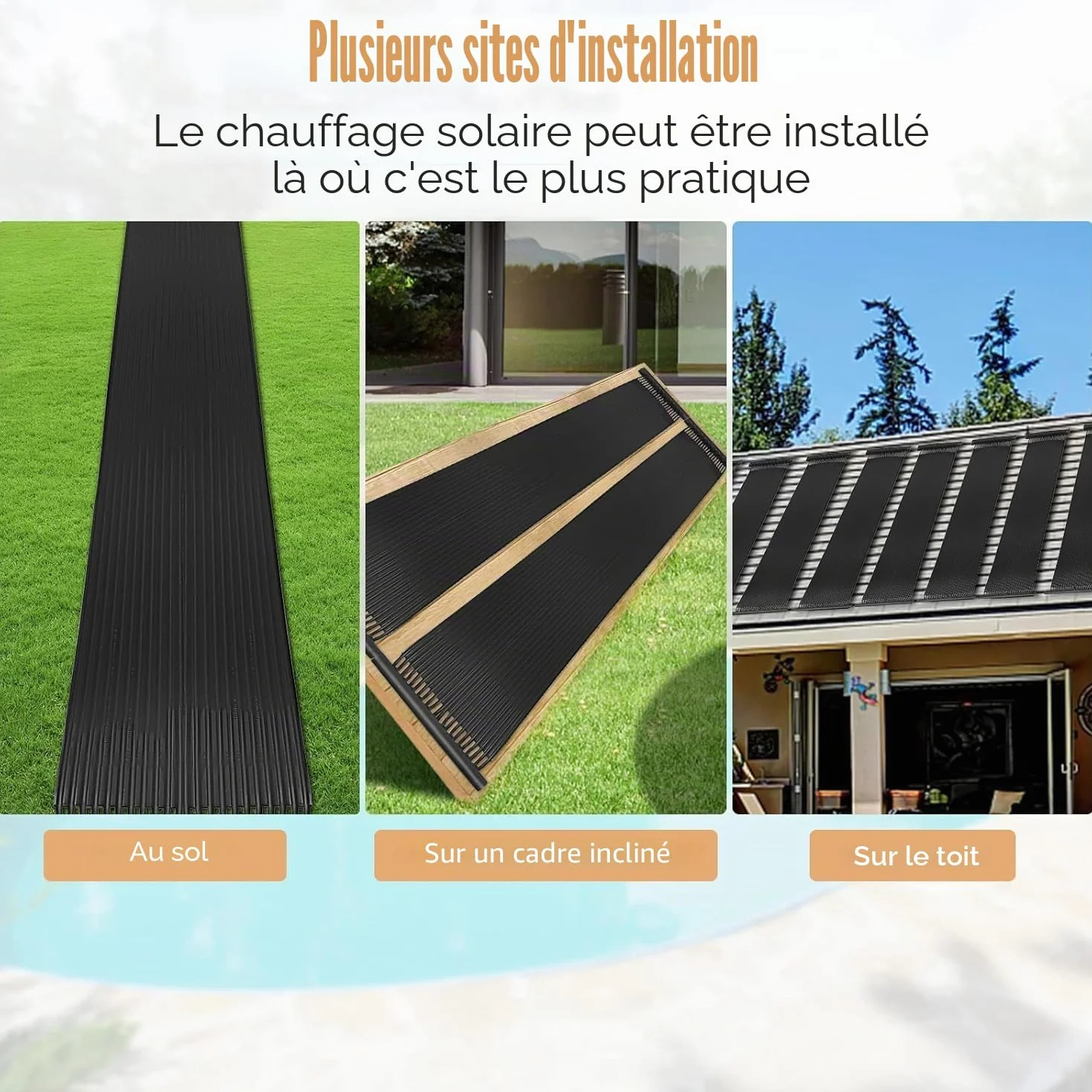 FANTASK Panneau Solaire pour Piscine 300x75 cm Chauffage Solaire UV résistant Noir