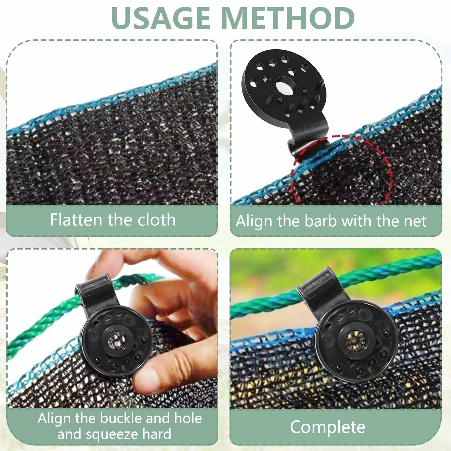 Clips de Filet 120 Pièces pour Toile d'Ombrage, Fixation Résistance Intempéries