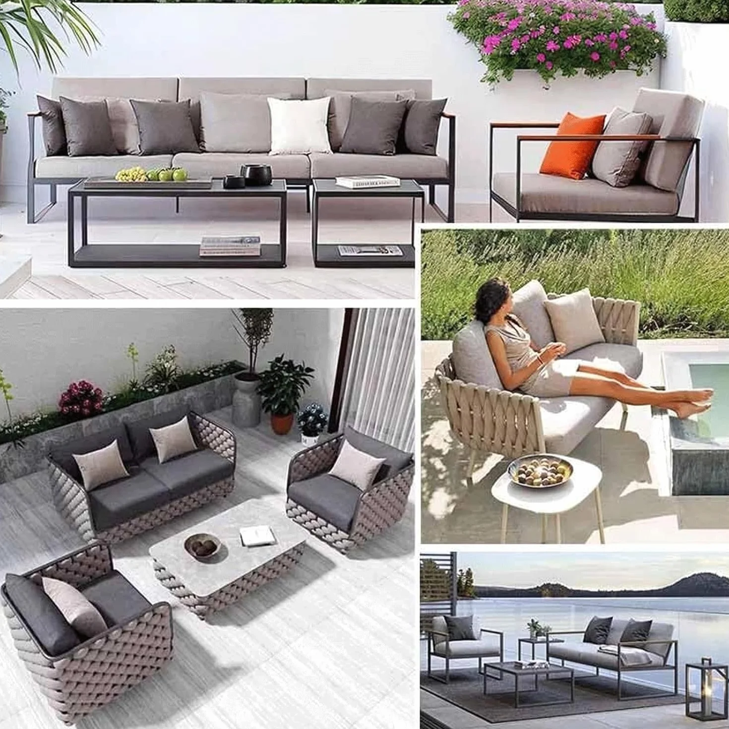 uyeoco Housse de Coussin Exterieur 60x60/45x45/50x50cm Impermeable Jardin Canapés