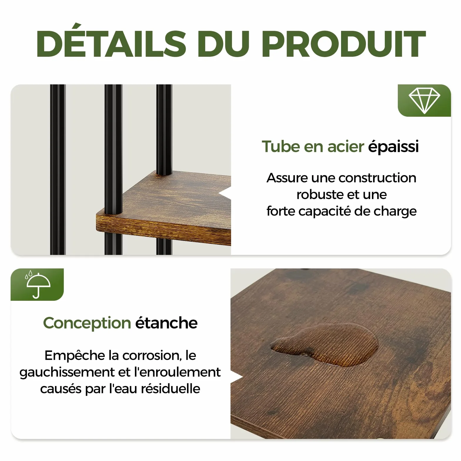 Bamworld Support Plantes Interieur 7 Niveaux Métal Étagère à Fleurs Brun