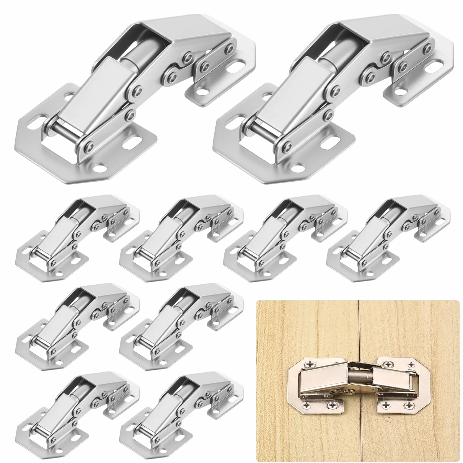 10 PcsCharnières de Porte, Charnière Pliables à 90 Degrés, Charnières pour portes de placards invisibles et silencieuses, Charnières de Porte de Placard Armoires pour Table Meubles