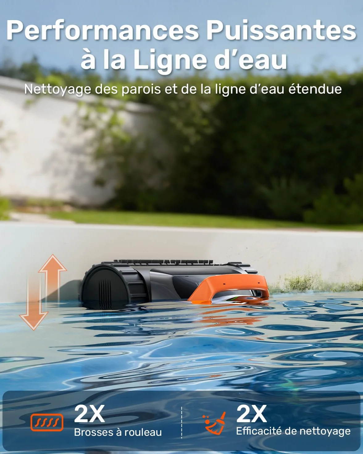 Gosvor LiteVac G1 Robot Piscine Sans Fil Fond et Parois, Navigation WavePath, Filtration 3 μm, 4-en-1, Aspiration 15 000 L/h, Contrôle App, jusqu'à 200 m²