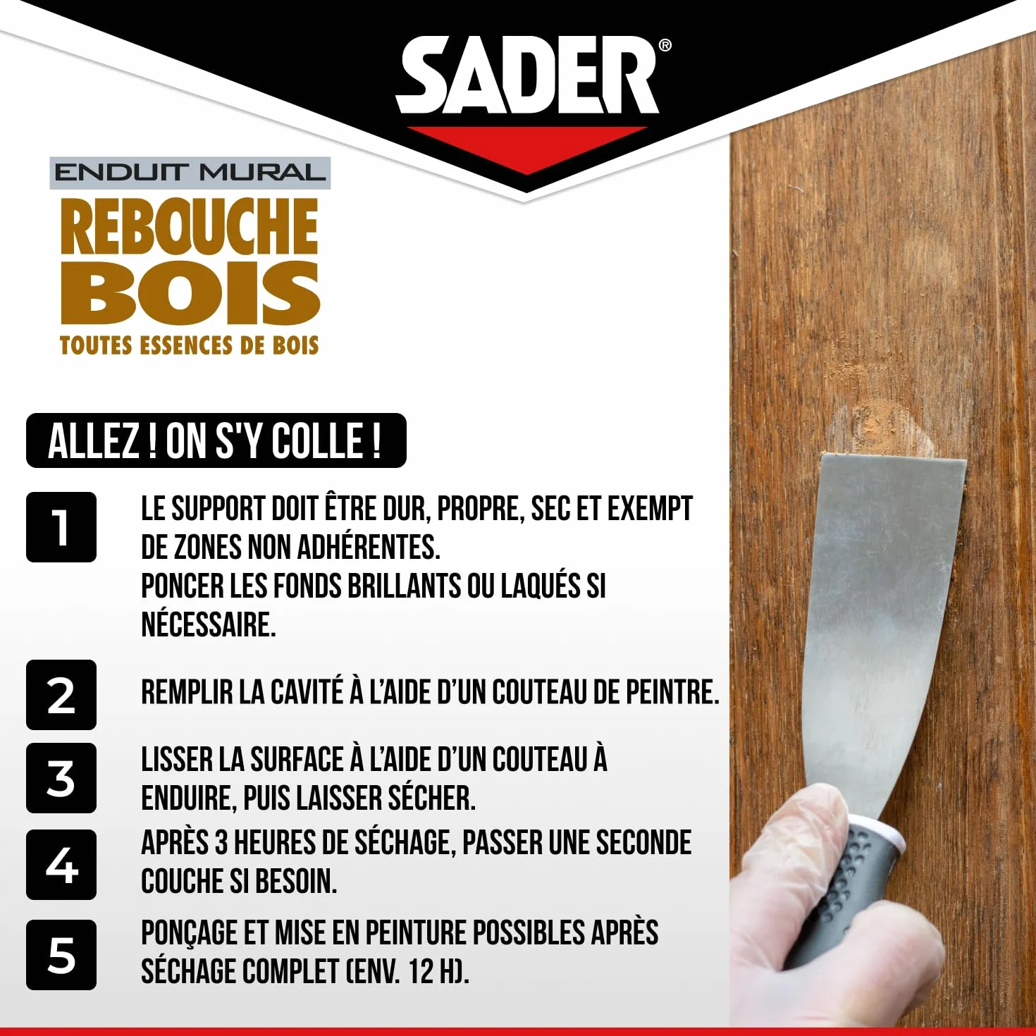 SADER - Sader Enduit de rebouchage bois - Conditionnement 330GR