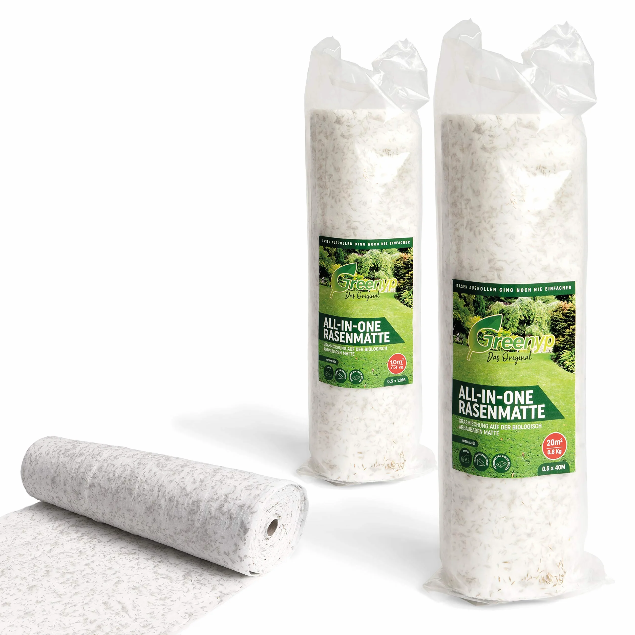 Greenyp All-in-One Tapis de Semences de Gazon Biodégradable 0,5m x 40m (20m²)
