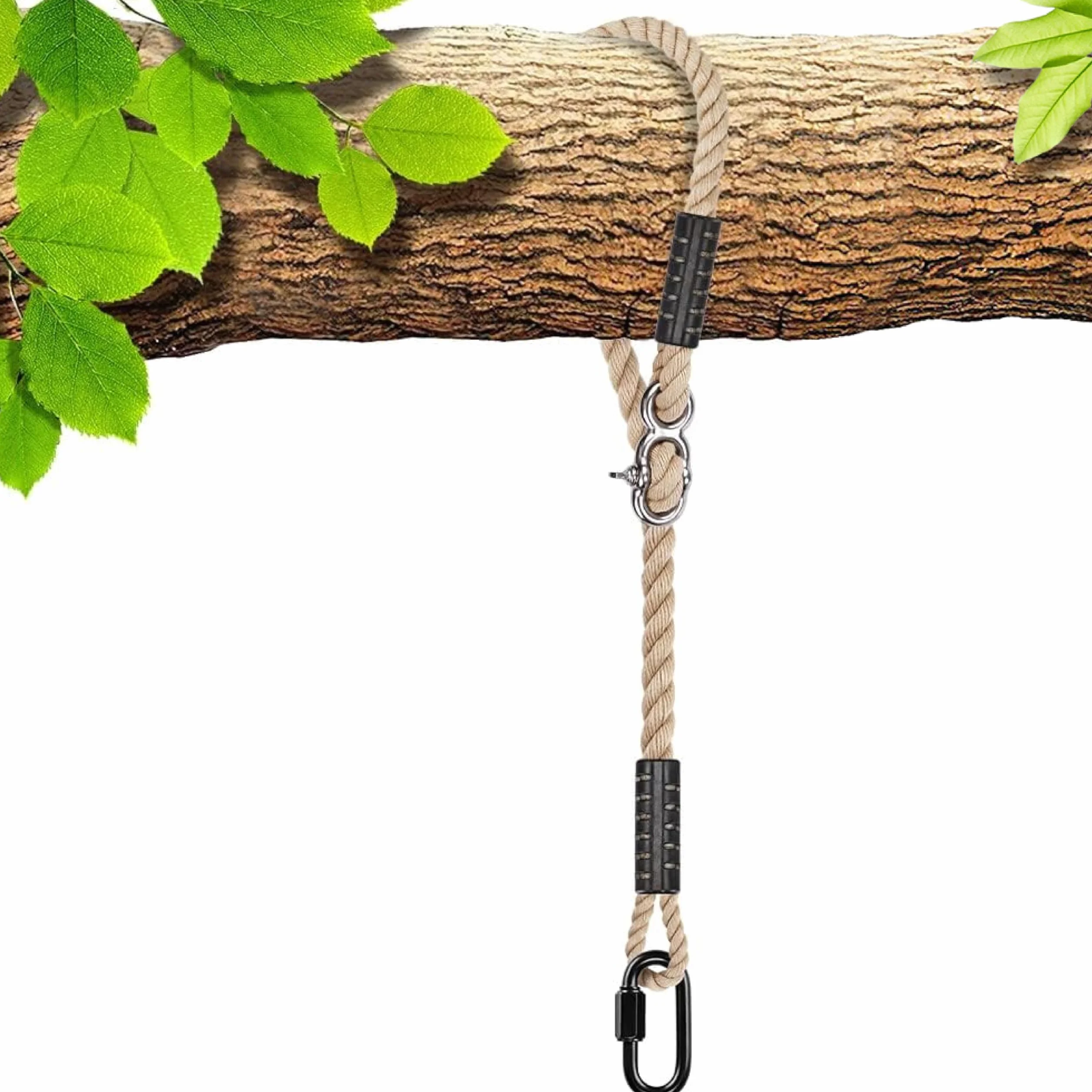 SELEWARE Kit de suspension pour balancelle d'arbre, corde réglable 101,6 cm beige