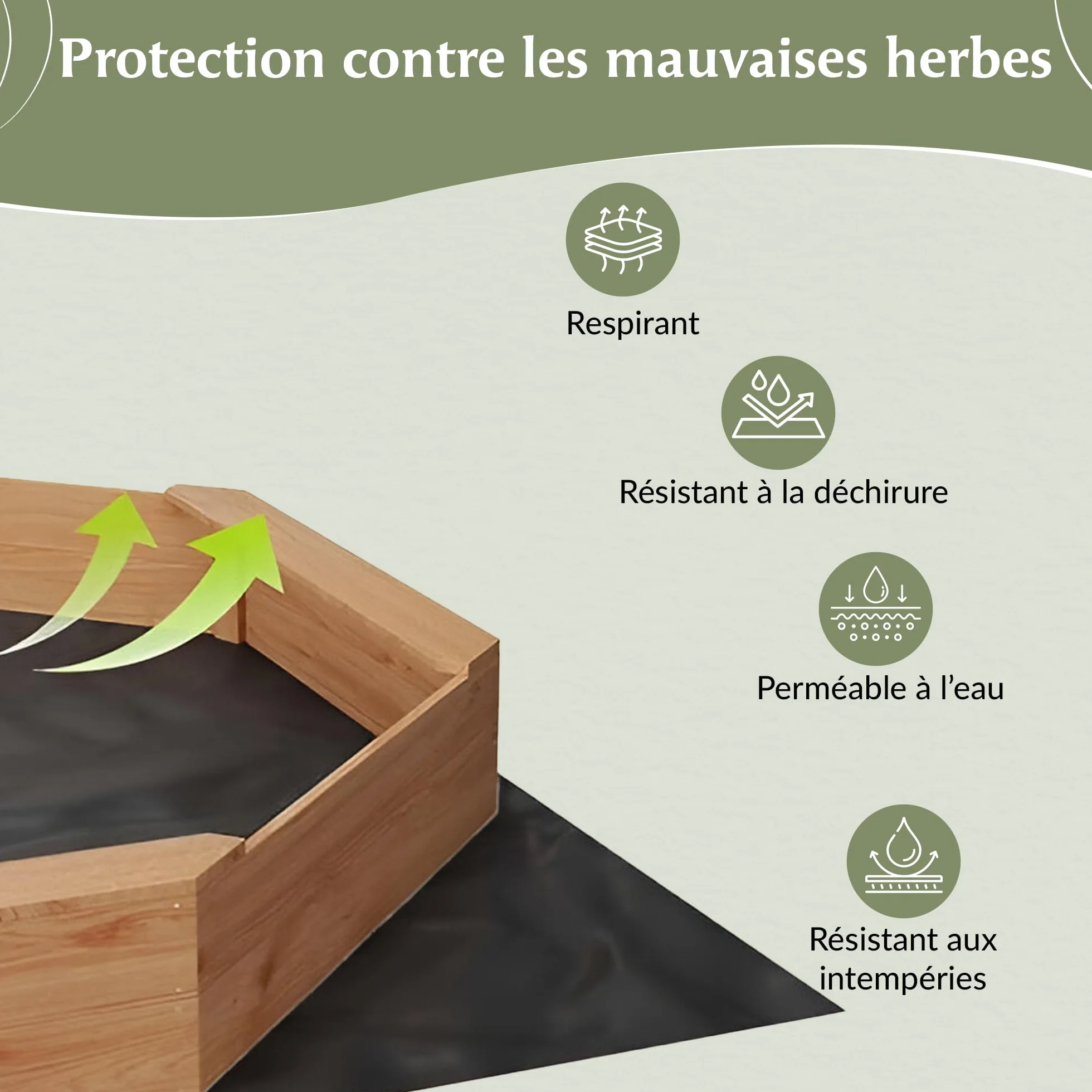 GARDENIX Toile Anti-Mauvaises Herbes 9 m² 3 m x 3 m Extra Forte 150 g/m² Non-tissé Perméable à l'eau