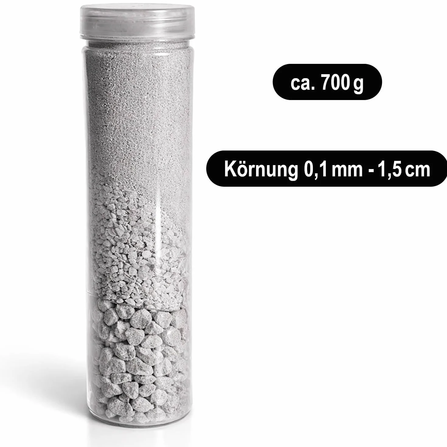 com-four® Sable décoratif Gris et Blanc 700 g, Grain 0,1–15 mm pour Bougeoirs, Vases en Verre