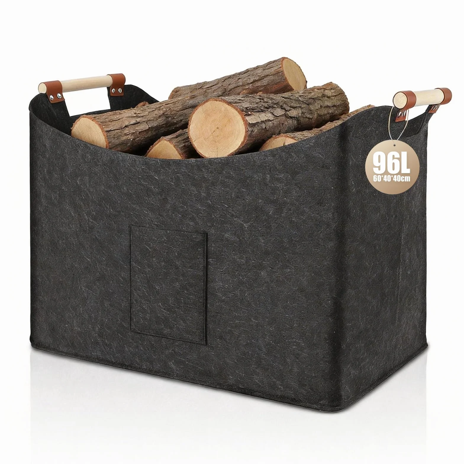 Sac en feutre pour bois pliable 60x40x40cm 96L Gris foncé