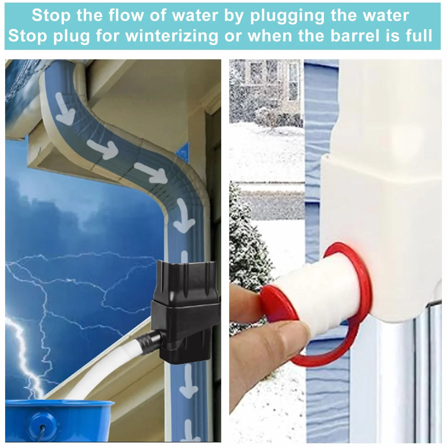 Récupérateur Eau de Pluie Rectangulaire Kit Gouttière avec Tuyau