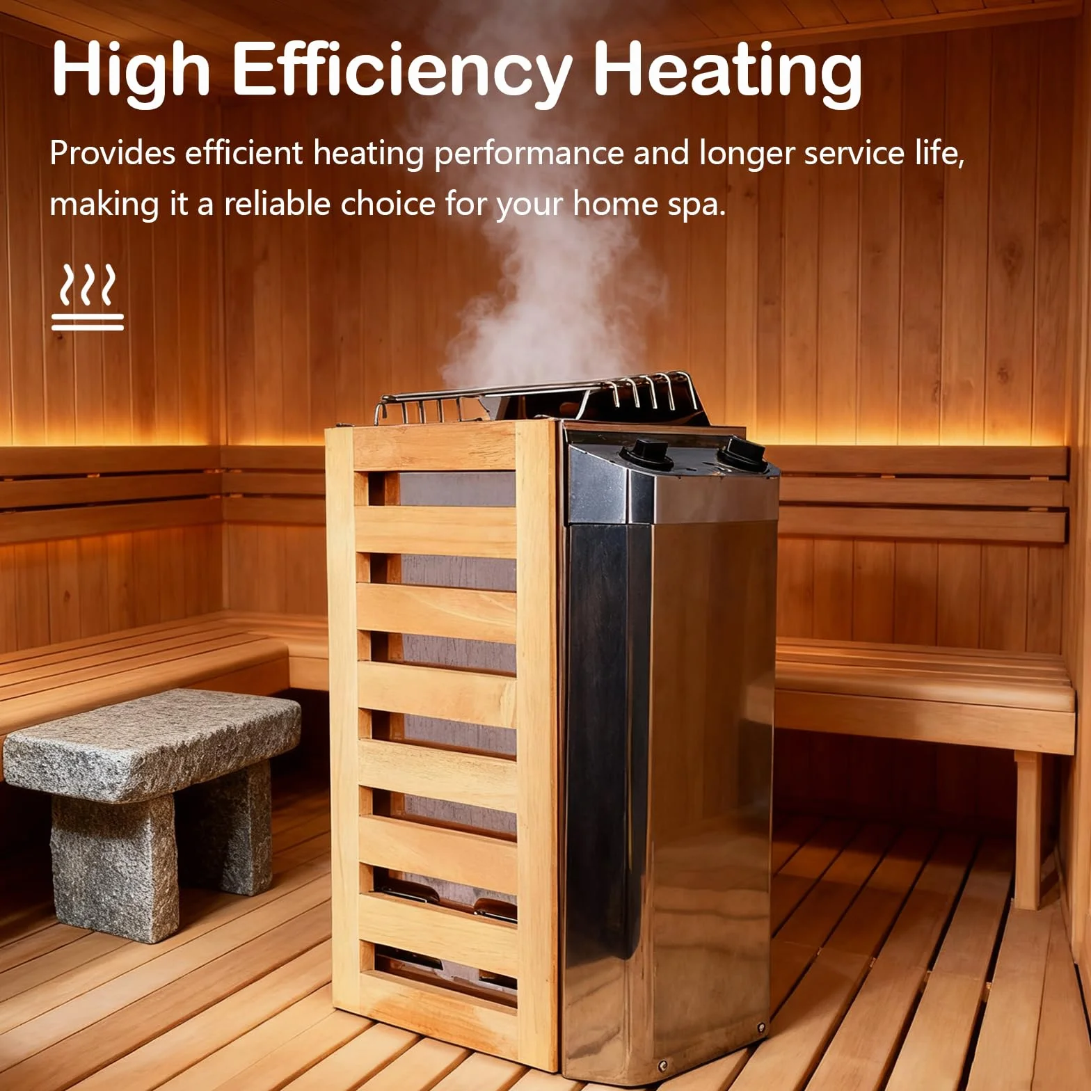 Poêle Sauna électrique Portable 3,6 Kw En Acier Inoxydable Avec Commandes Internes Pour L'Intérieur Et L'extérieur Avec Minuterie 3 Heures Et Contrôleur Numérique Pour 3 à 6 M³ Accessoires Sauna
