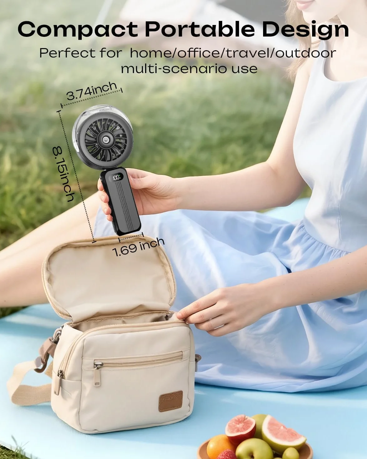Otlonpe Ventilateur brumisateur portable 4000 mAh rechargeable haute vitesse