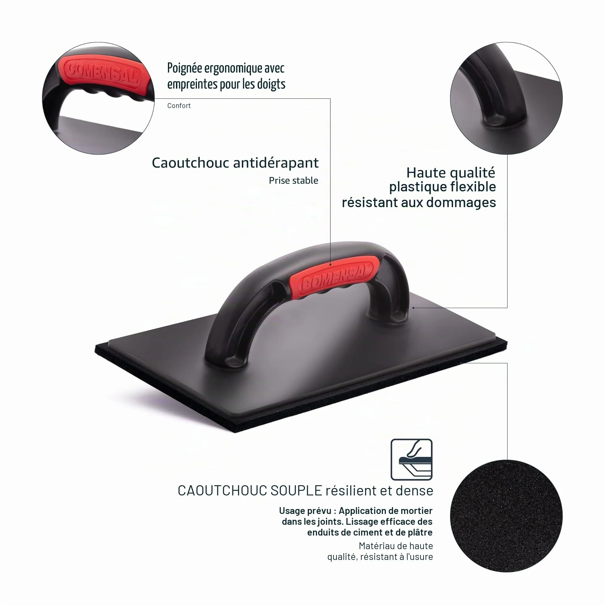 COMENSAL® Kit Joint Carrelage - 15 Pièces - XL - 24L - Kit d'outils de Pose de Carrelage - Eponge Hydro - Taloche en Caoutchouc - Rouleau Perforé - Made in EU