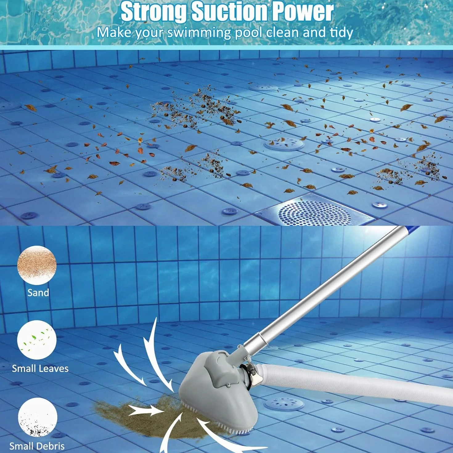 Ensemble d'aspirateur de piscine multifonctionnel, nettoyeur portatif pour bains à remous et spa