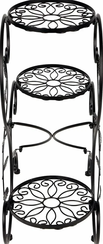 HLC-Noir Porte Pot 3 Etagere Support Jardin en Metal Fer