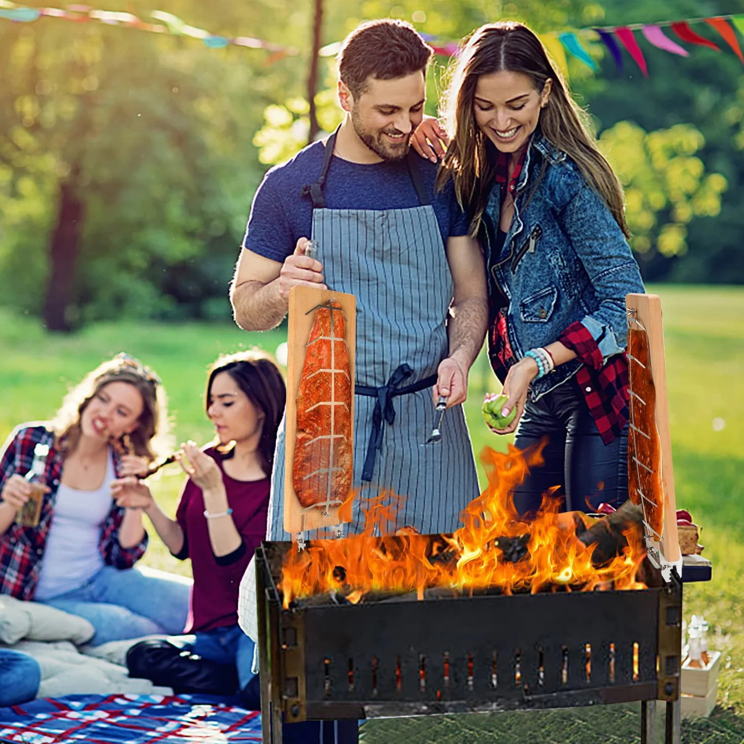 Planches à saumon flammé Ikodm avec support réversible 2,5 kg cèdre