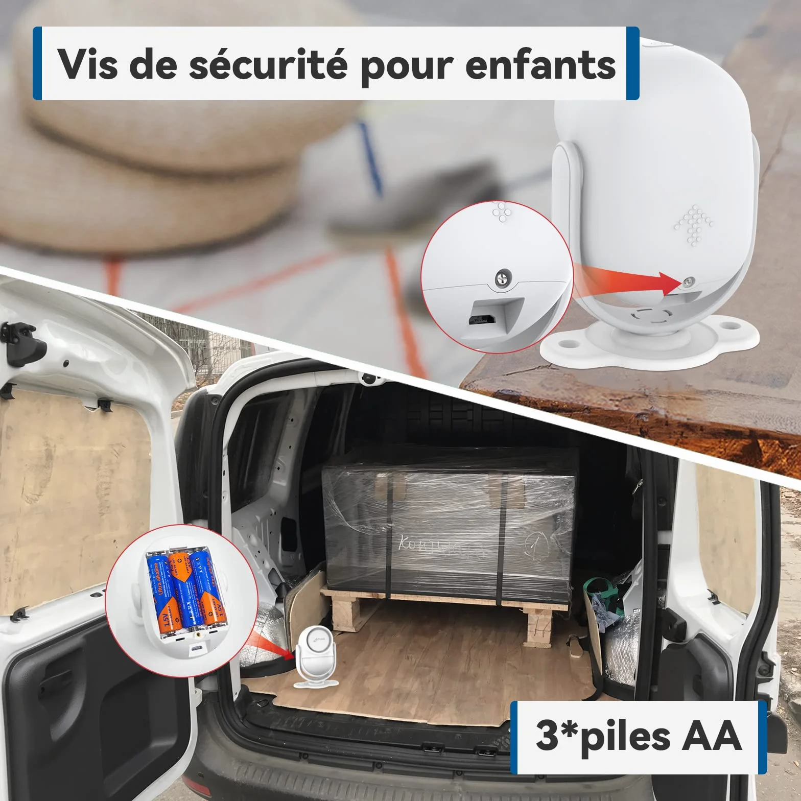 CPVAN Alarme Détecteur de Mouvement, Intérieur Alarme Maison sans Fil avec Sirene (125dB) Infrarouge Anti-Effraction, Battery Operated, Idéal de Magasin/Bureau/Maison/Porte/Garage