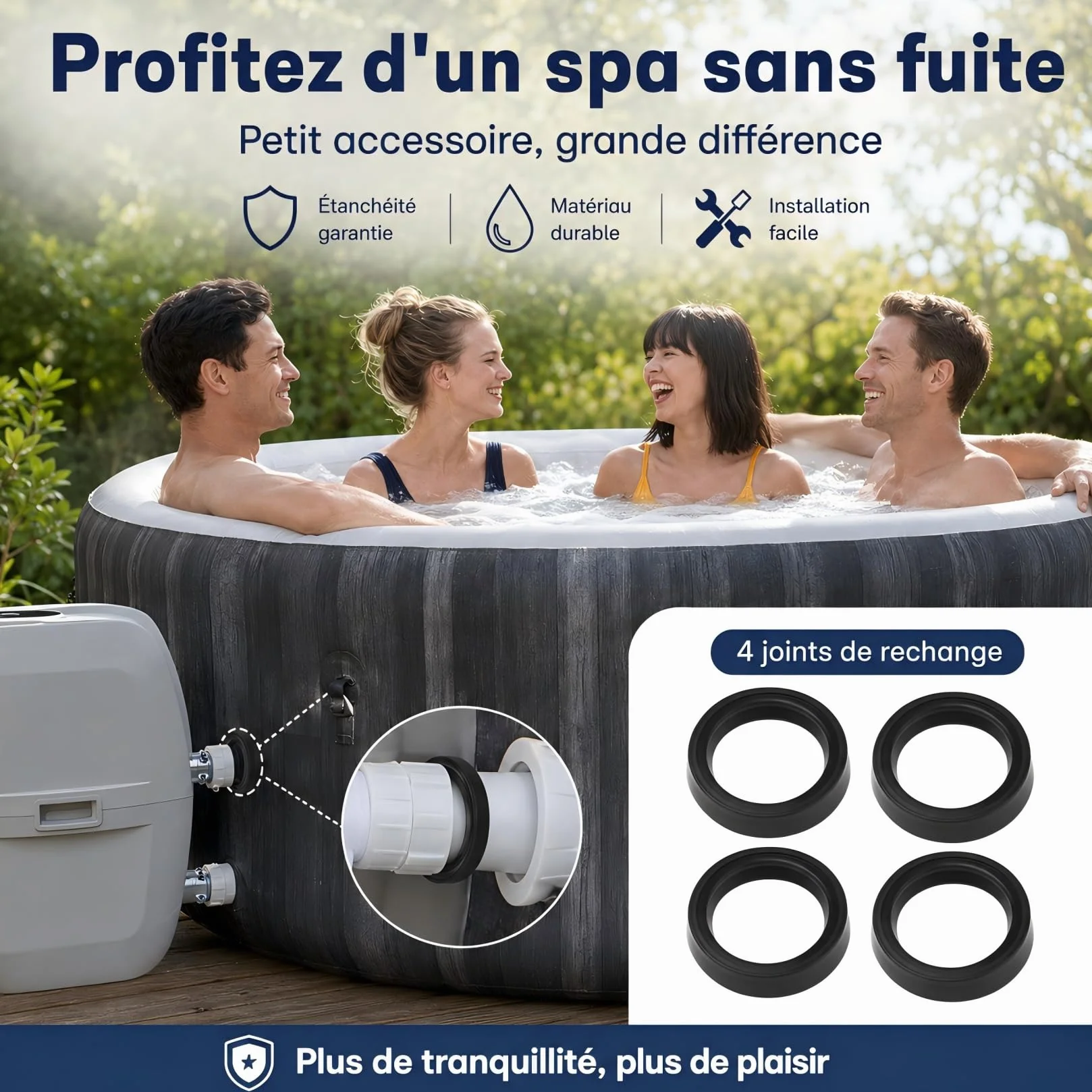 Joints de Connecteur de Remplacement 11699, Joint Silicone Entrée et Sortie pour Intex Pure Spa Simple Spa