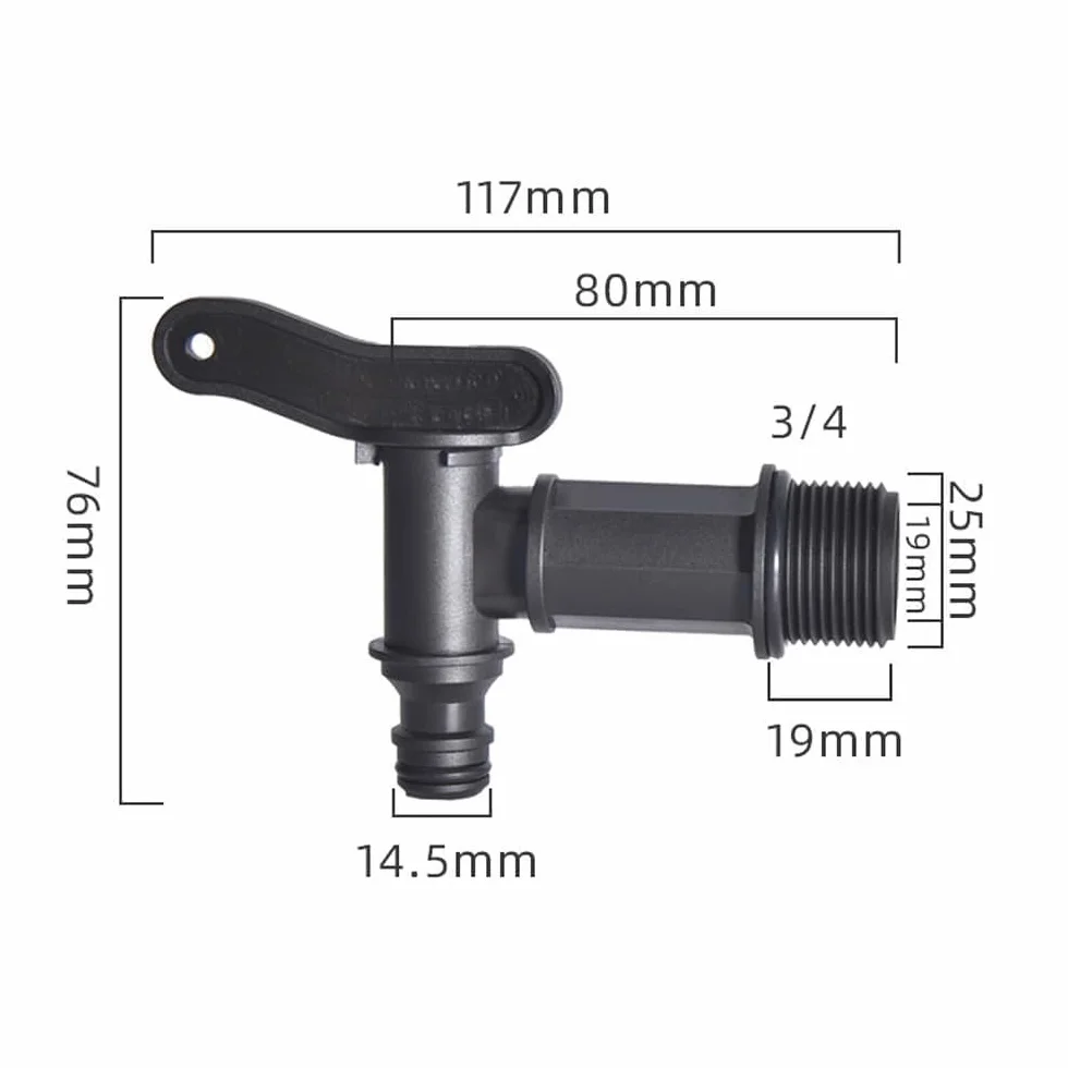 Robinet Cuve Plastique 3/4 Adaptateur Tuyau Arrosage Baril de Pluie Lot de 2
