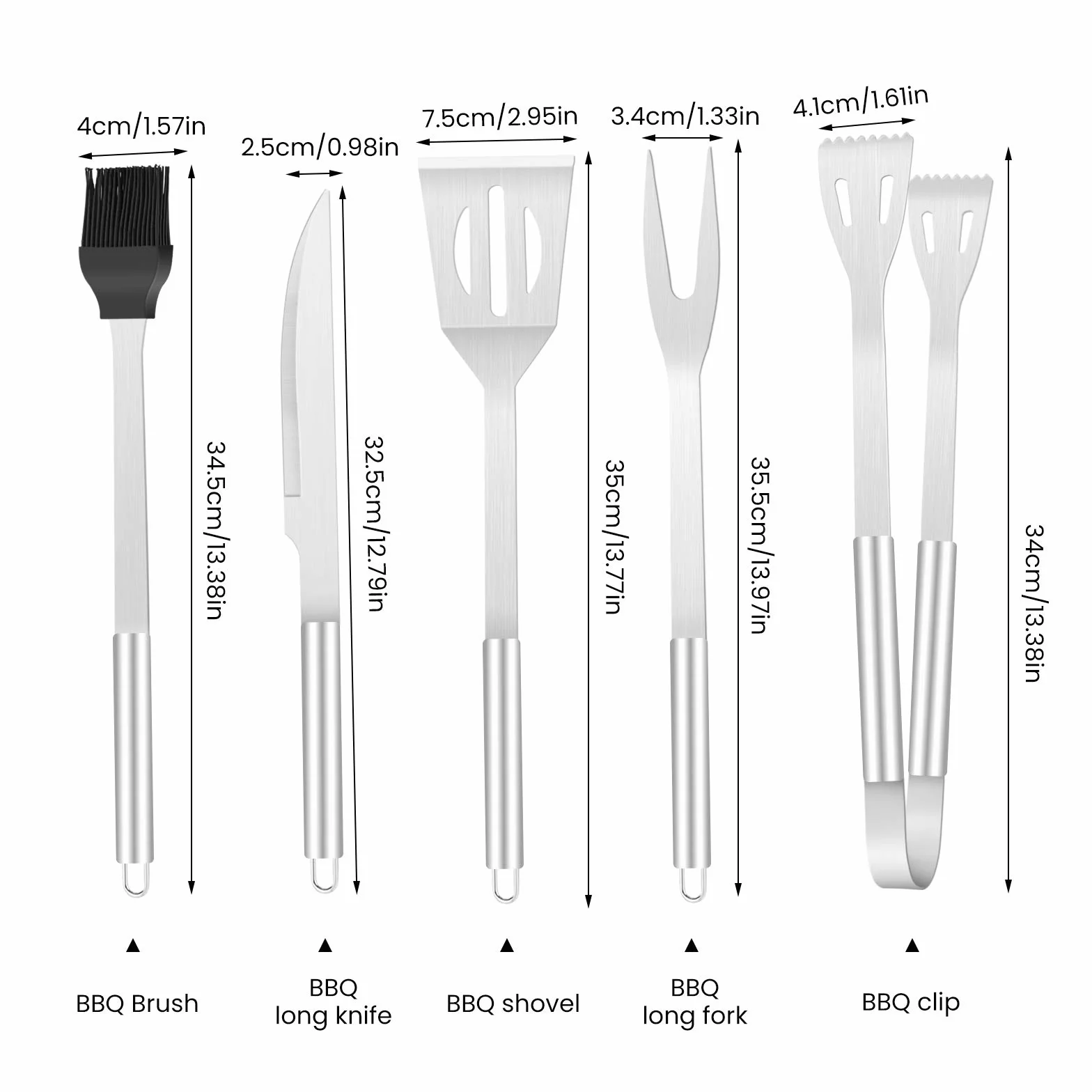 Kit Barbecue en Acier Inoxydable 5 Pièces Ustensiles pour Grillades