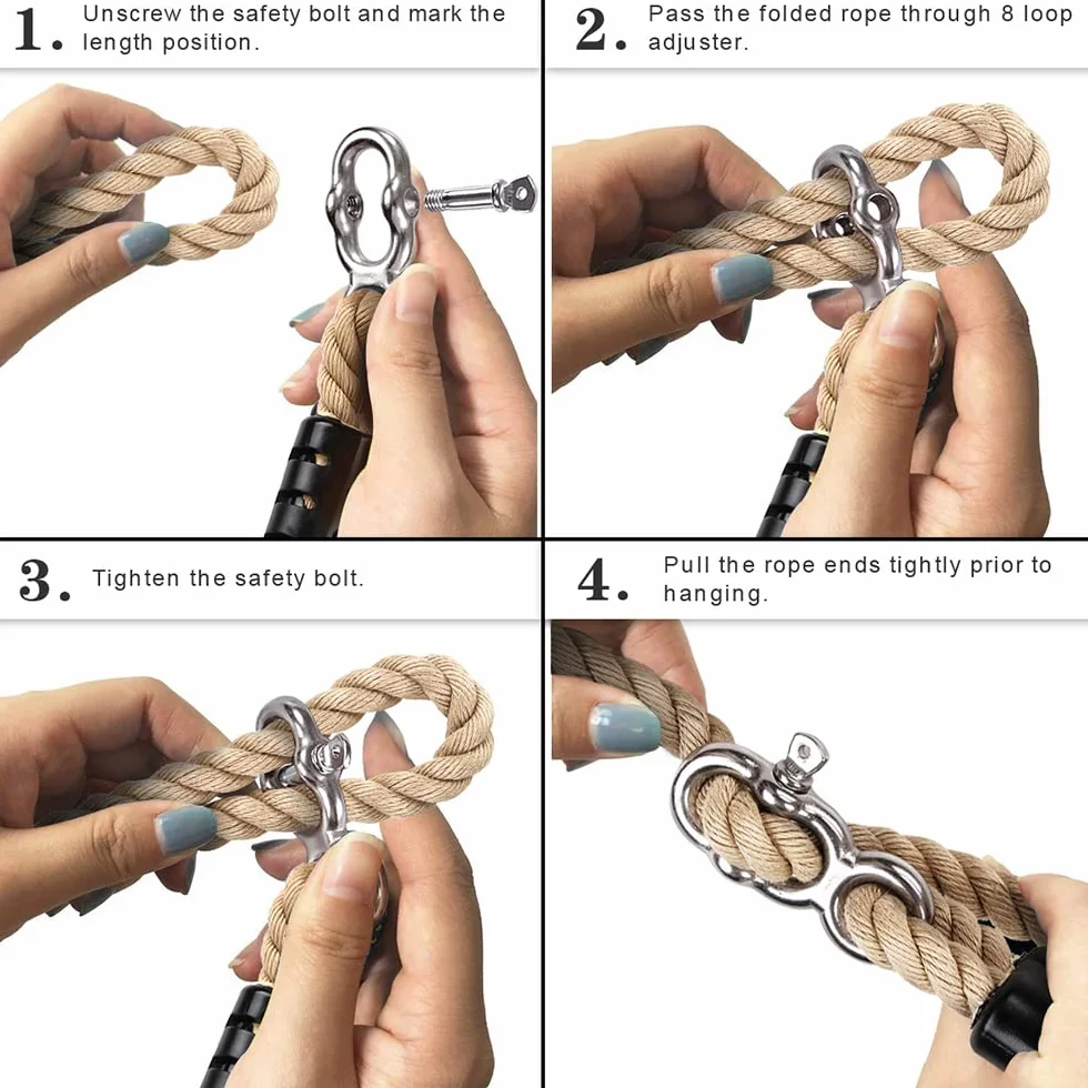 SELEWARE Kit de suspension pour balancelle d'arbre, corde réglable 101,6 cm beige