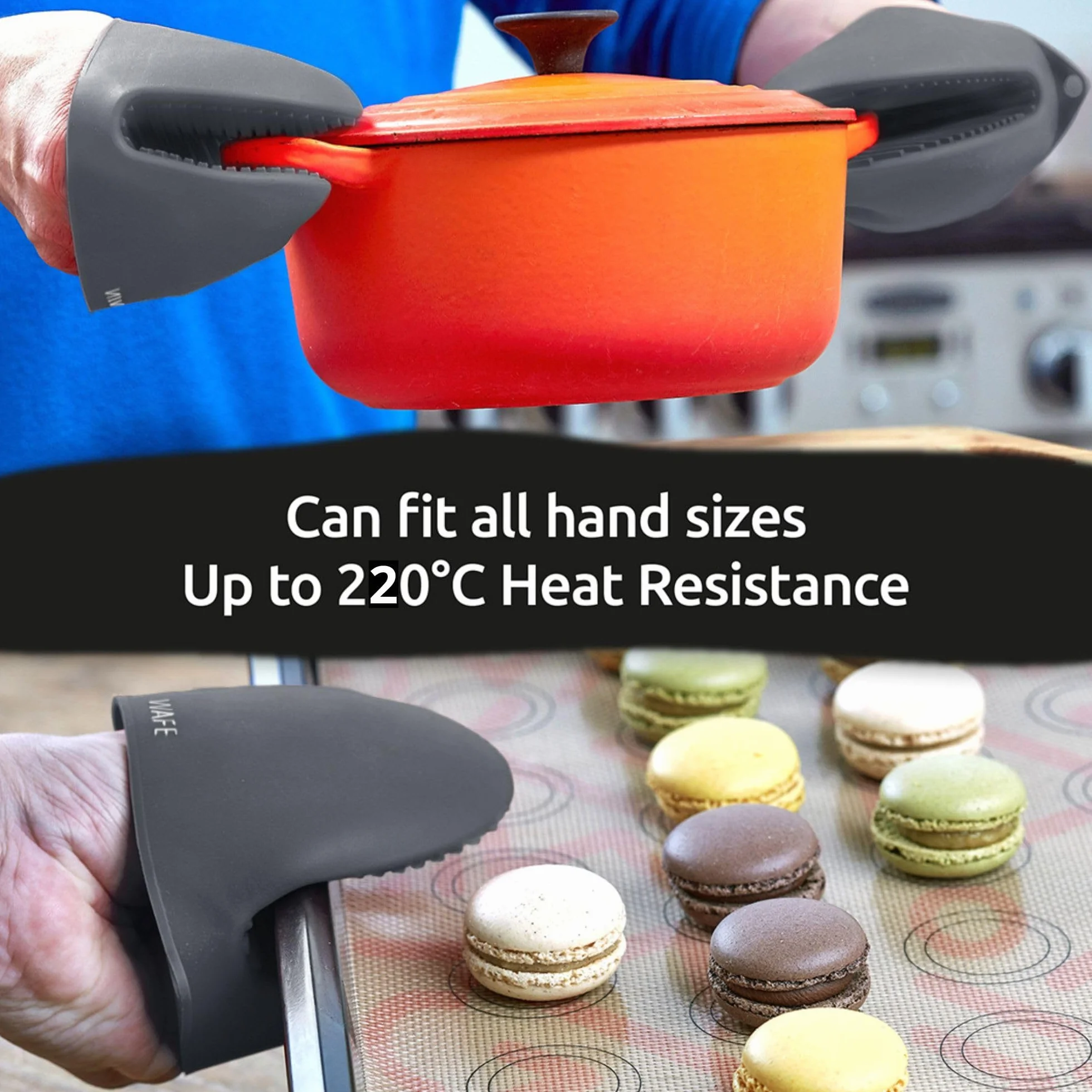 Gants en Silicone pour Friteuse à Air WAFE - Manique Résistante à la Chaleur pour Cuisine, Barbecue et Grillades
