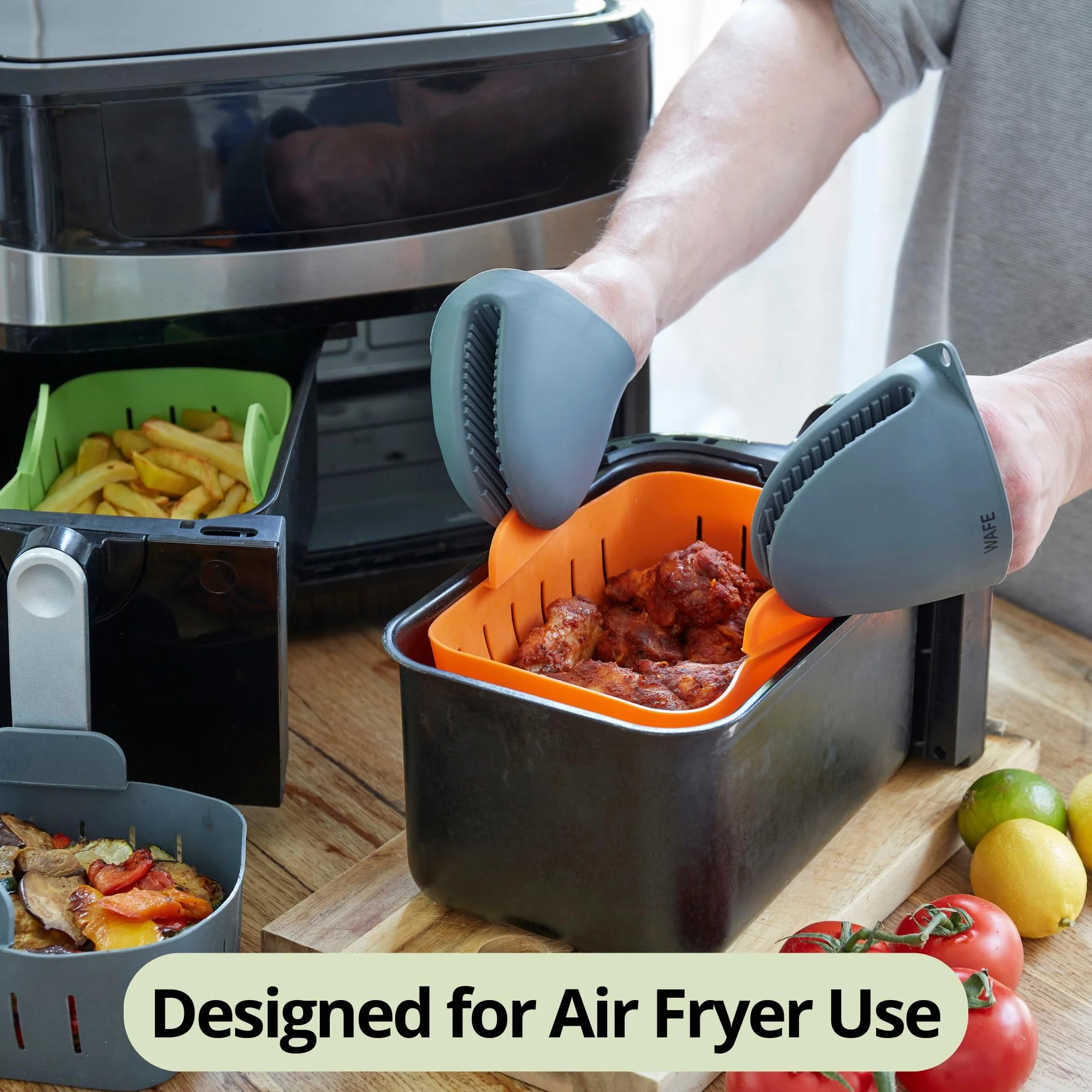 Gants en Silicone pour Friteuse à Air WAFE - Manique Résistante à la Chaleur pour Cuisine, Barbecue et Grillades