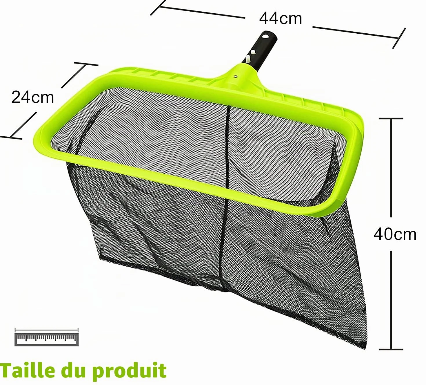 Épuisette de piscine profonde avec cadre en plastique renforcé pour piscine, étang, spas