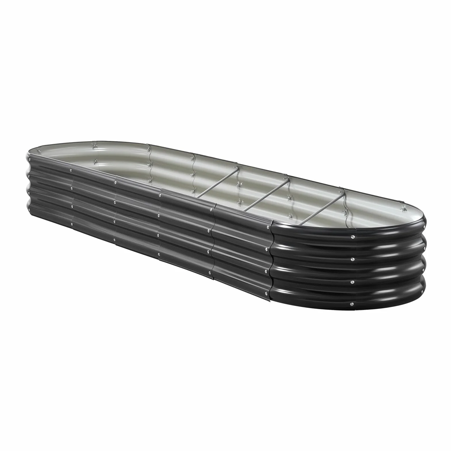 VEVOR Potager Surélevé Métal 240x60x29 cm Carré Galvanisé Gris Foncé