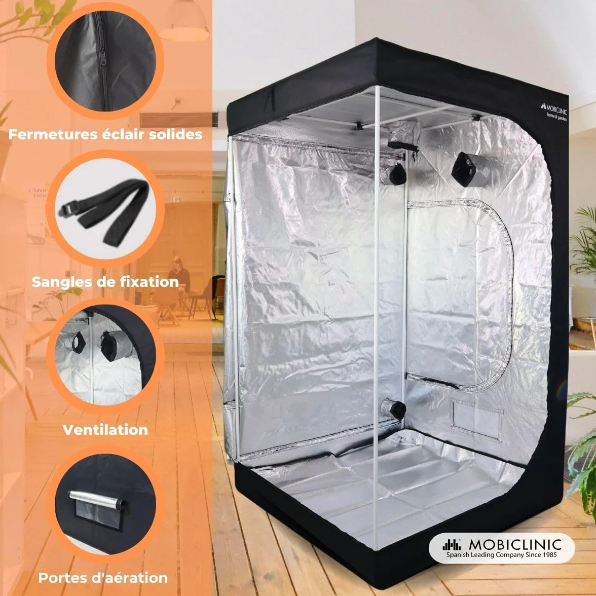 Mobiclinic® Growbox 120x120x200cm Premium Mylar 97% Reflective Hydroponique Imperméable