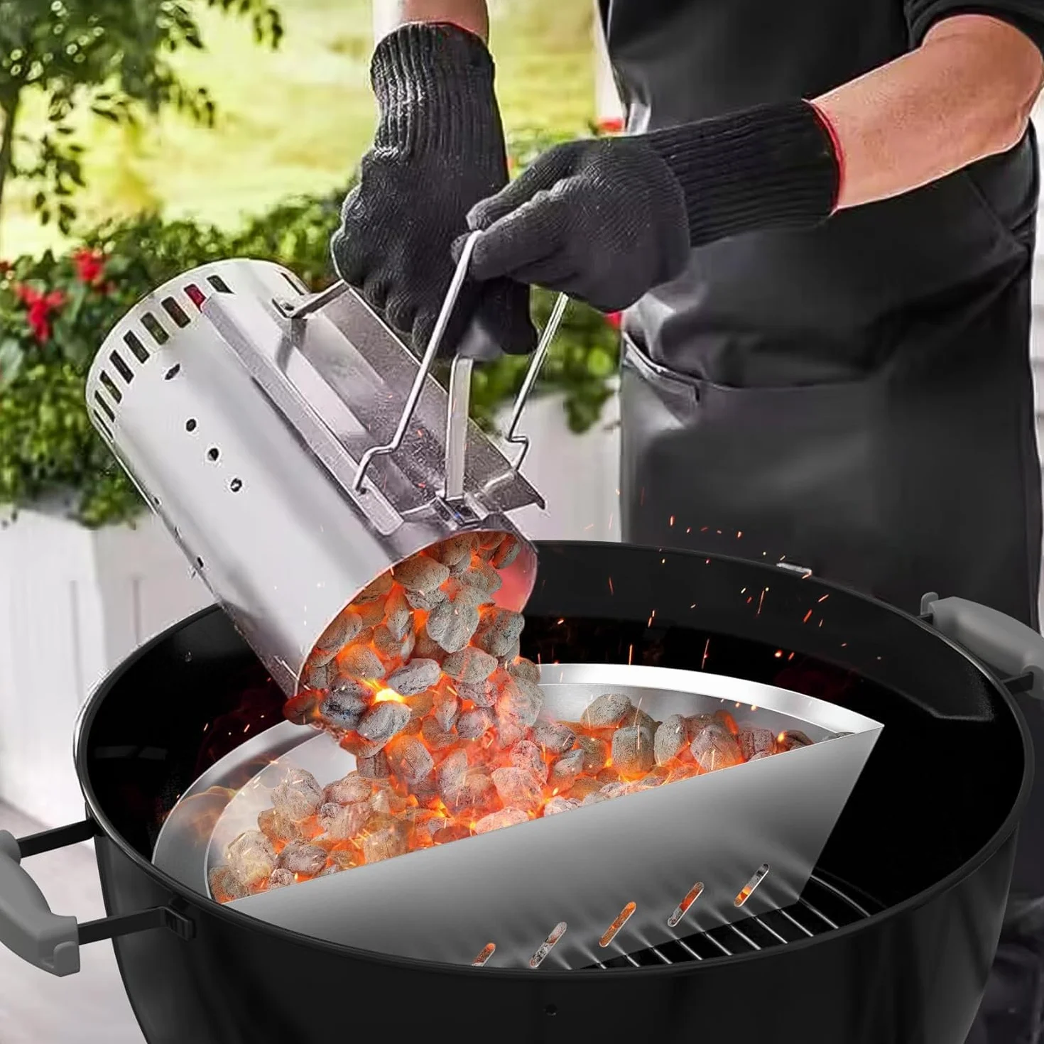 Onlyfire Panier à charbon de bois en acier inoxydable 57 cm pour Barbecues