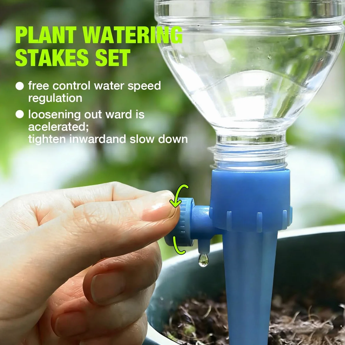 Système d'arrosage Automatique Goutte à Goutte, Arroseur Plantes Réglable 16 pièces Jardin Intérieur Bleu/Vert