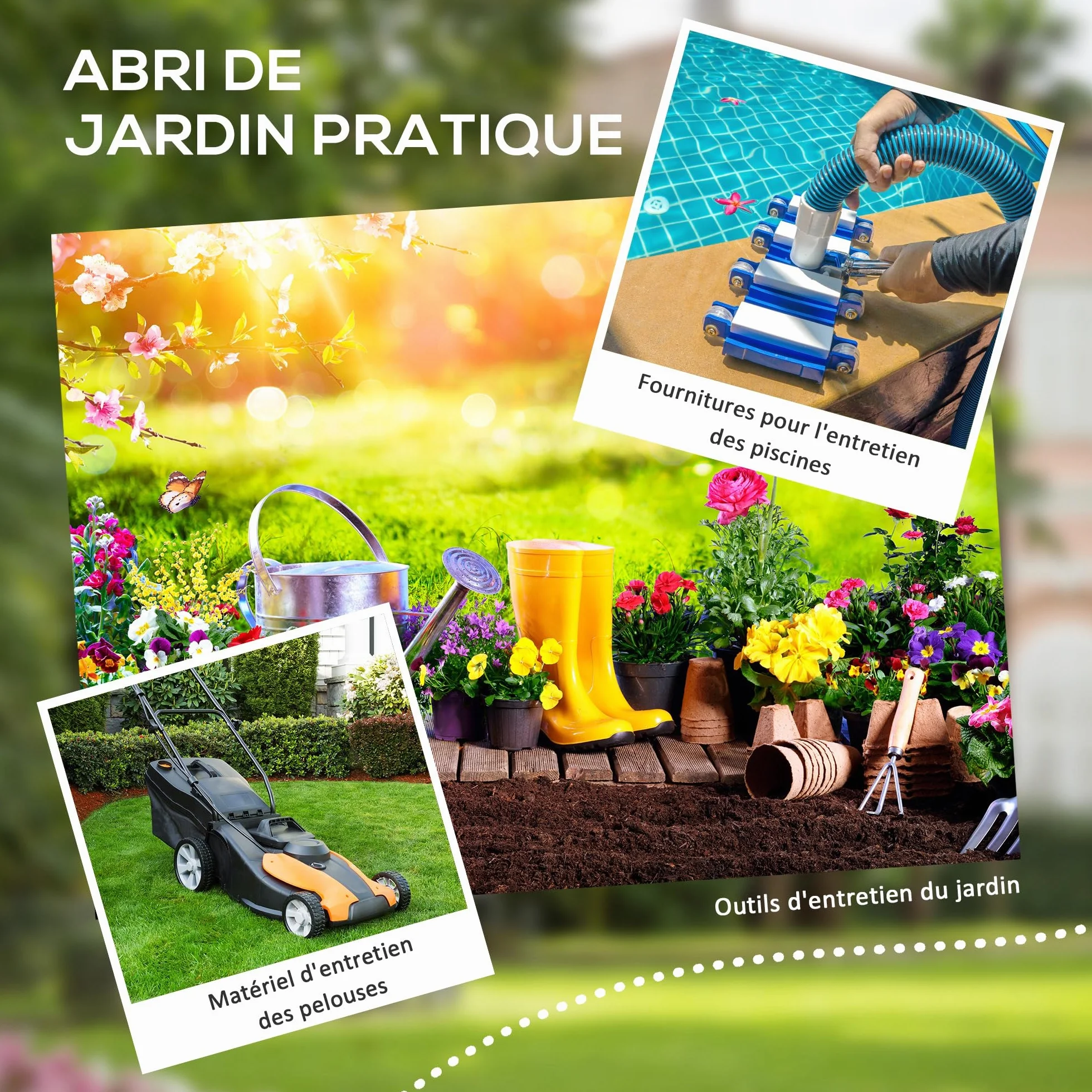 Outsunny Abri de Jardin 1,54 m² Cabane Outils Aluminium PP Gris