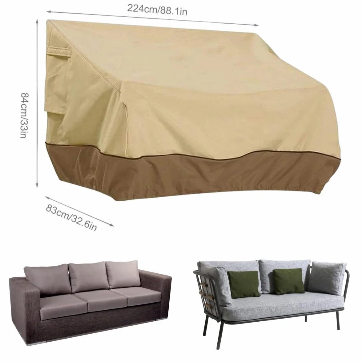 Housse Exterieur Impermeable Canapé Oxford 210D Protection Jardin 193x83x84cm