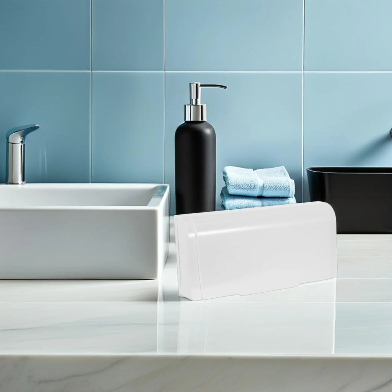 Cache-Prise Adhésif Étanche pour 4 Prises Murales Blanc Boîtier de Protection Anti-Éclaboussures pour Salle de Bain Cuisine Installation sans Perçage Compatible Multiprises