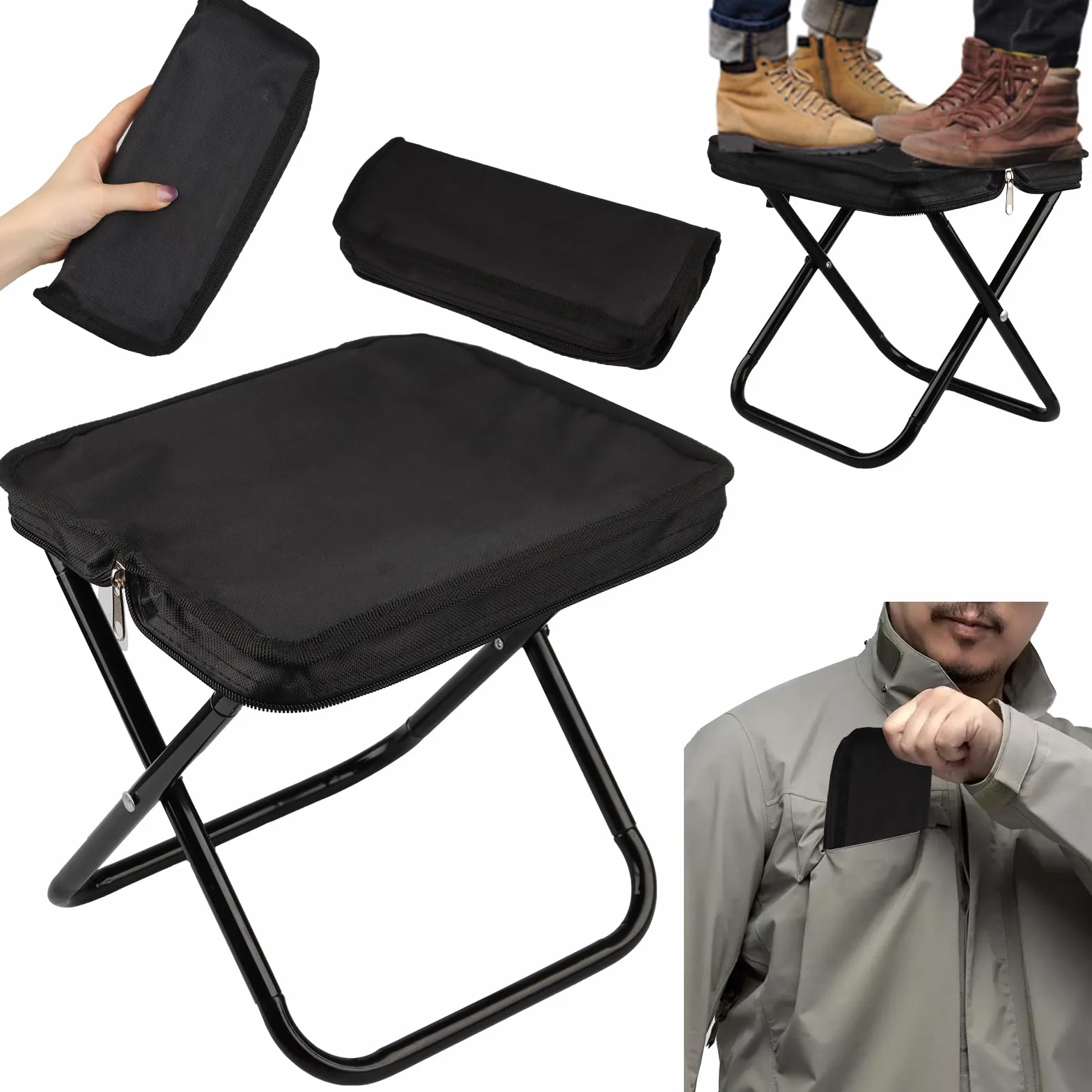 Pliant Leger Siege Tabouret Pliable Portable avec Sac de Rangement pour Camping Peche Voyages Randonnees Jardin Barbecues Plage