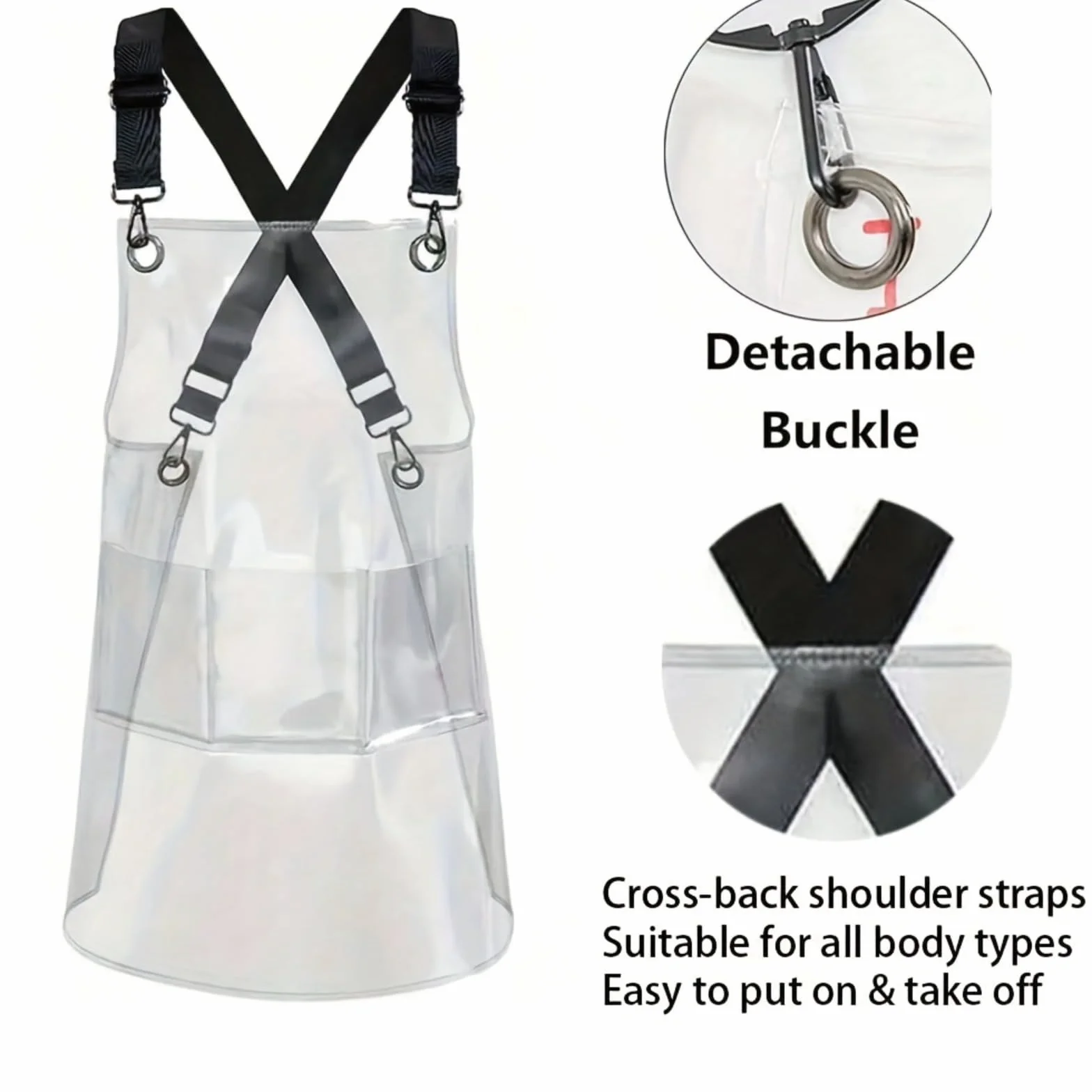 Tablier transparent imperméable résistant à l'huile pour coiffure cuisine réglable