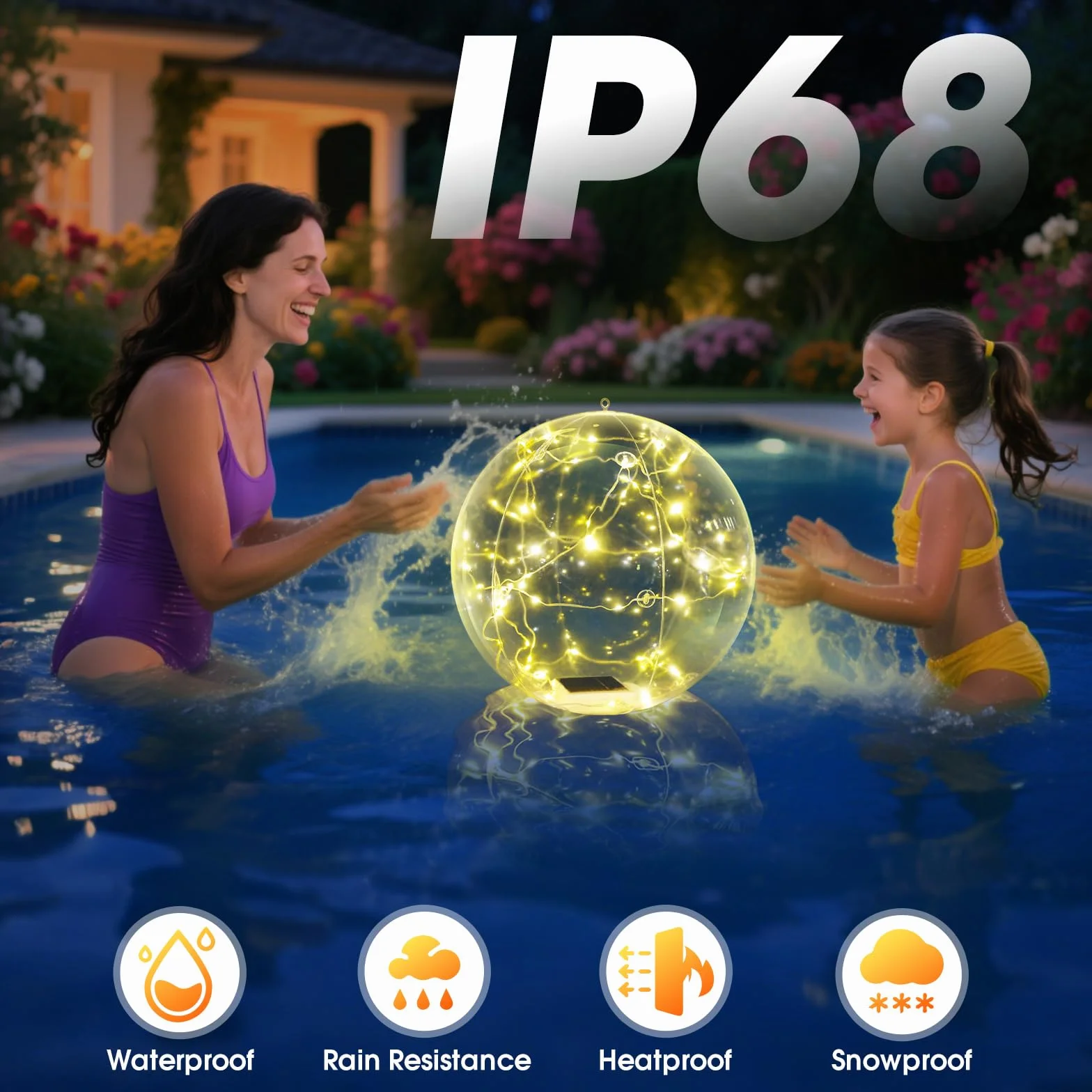 Askyli Boule lumineuse flottante solaire DEL 38,1 cm IP68 pour piscine fête mariage
