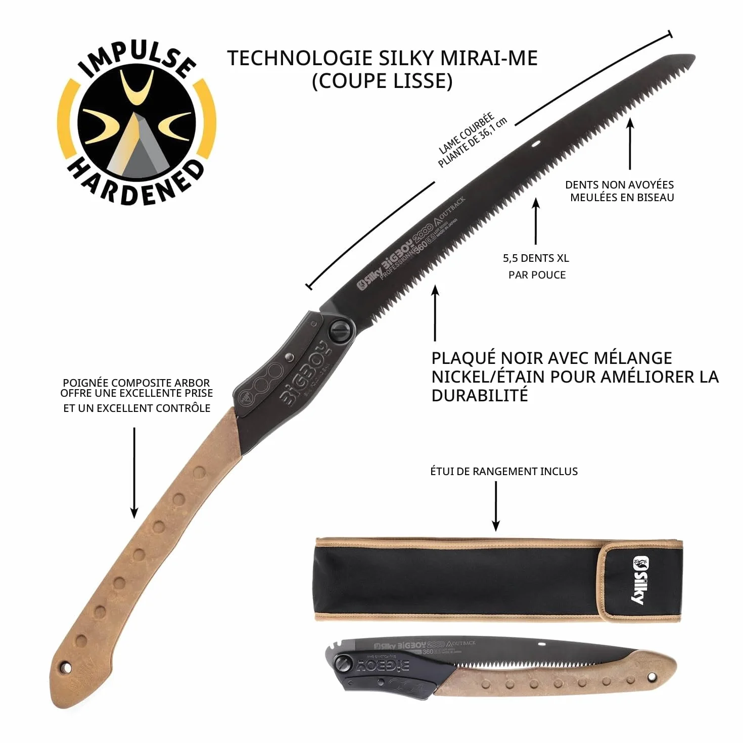 Silky Professional Bigboy 2000 Scie pliante 360 mm XL dents Outback Edition (754-36)