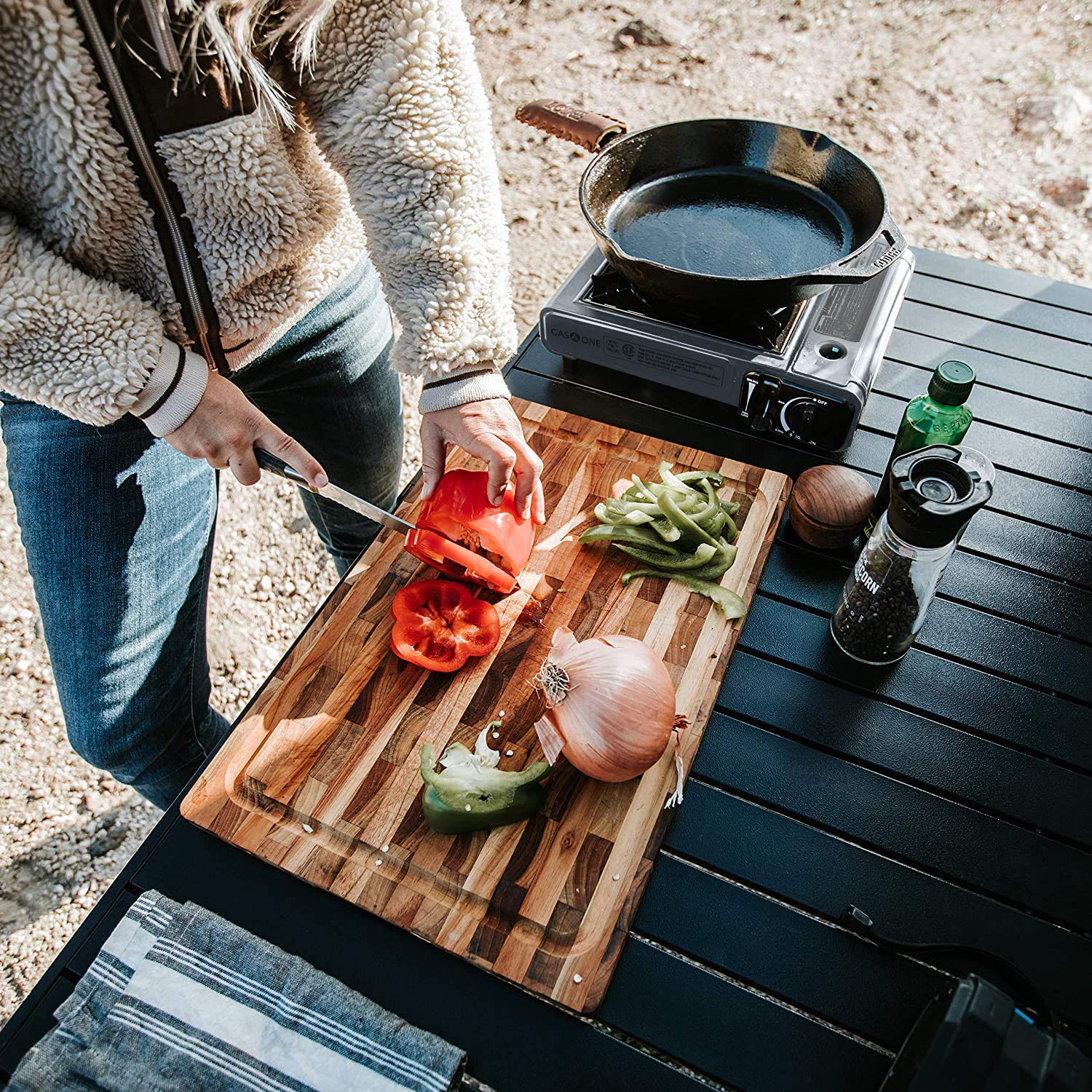 Portable Butane Camping Stove with Auto-Ignition and Case