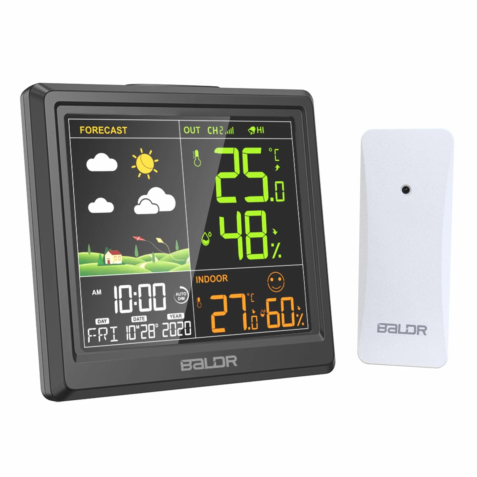 Station météo sans fil LEVIPE, thermomètre hygromètre baromètre intérieur extérieur avec capteur LED écran rétro-éclairage horloge numérique alarme snooze affichage heure date jour