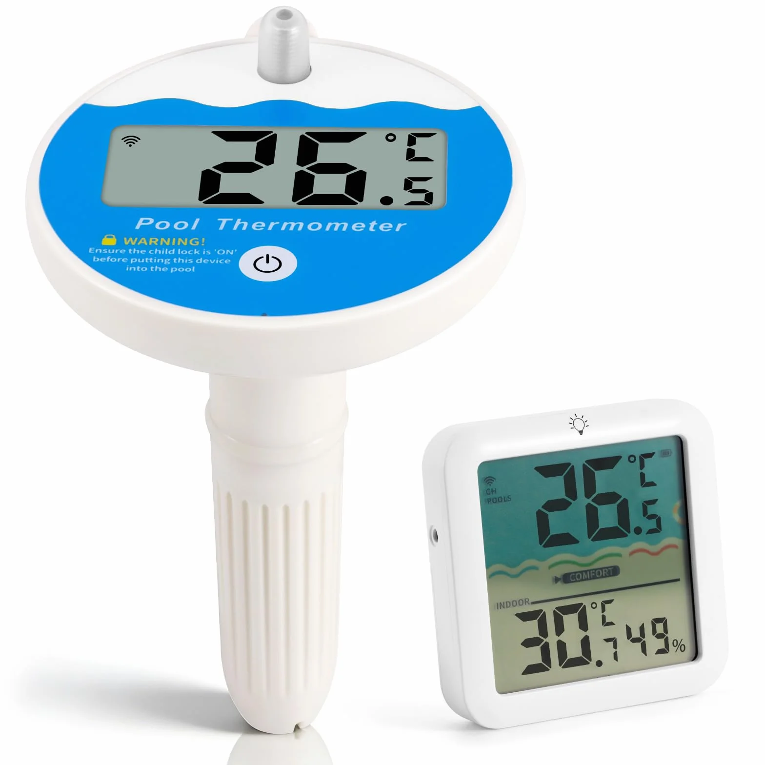 Thermomètre de piscine numérique IPX68 flottant sans fil avec affichage LCD