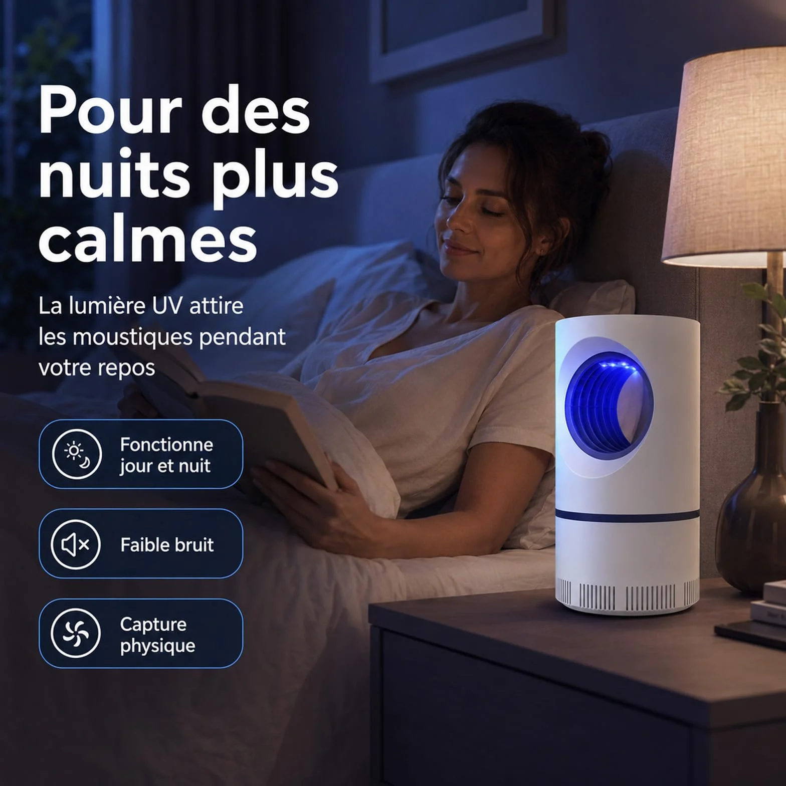 Zapper Piège Anti-Insectes Électrique USB Lampe Anti-Moustiques Silencieuse Compact