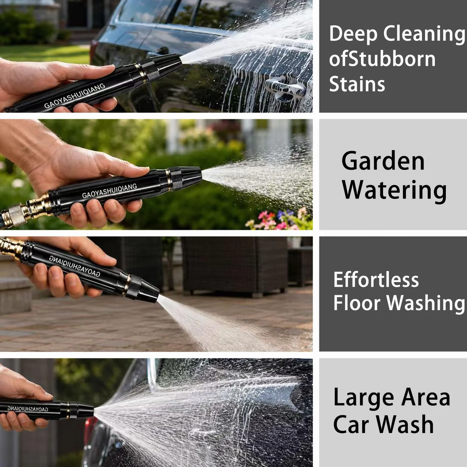 Buse haute pression réglable pour tuyau arrosage jardin, accessoire pulvérisation main résistant