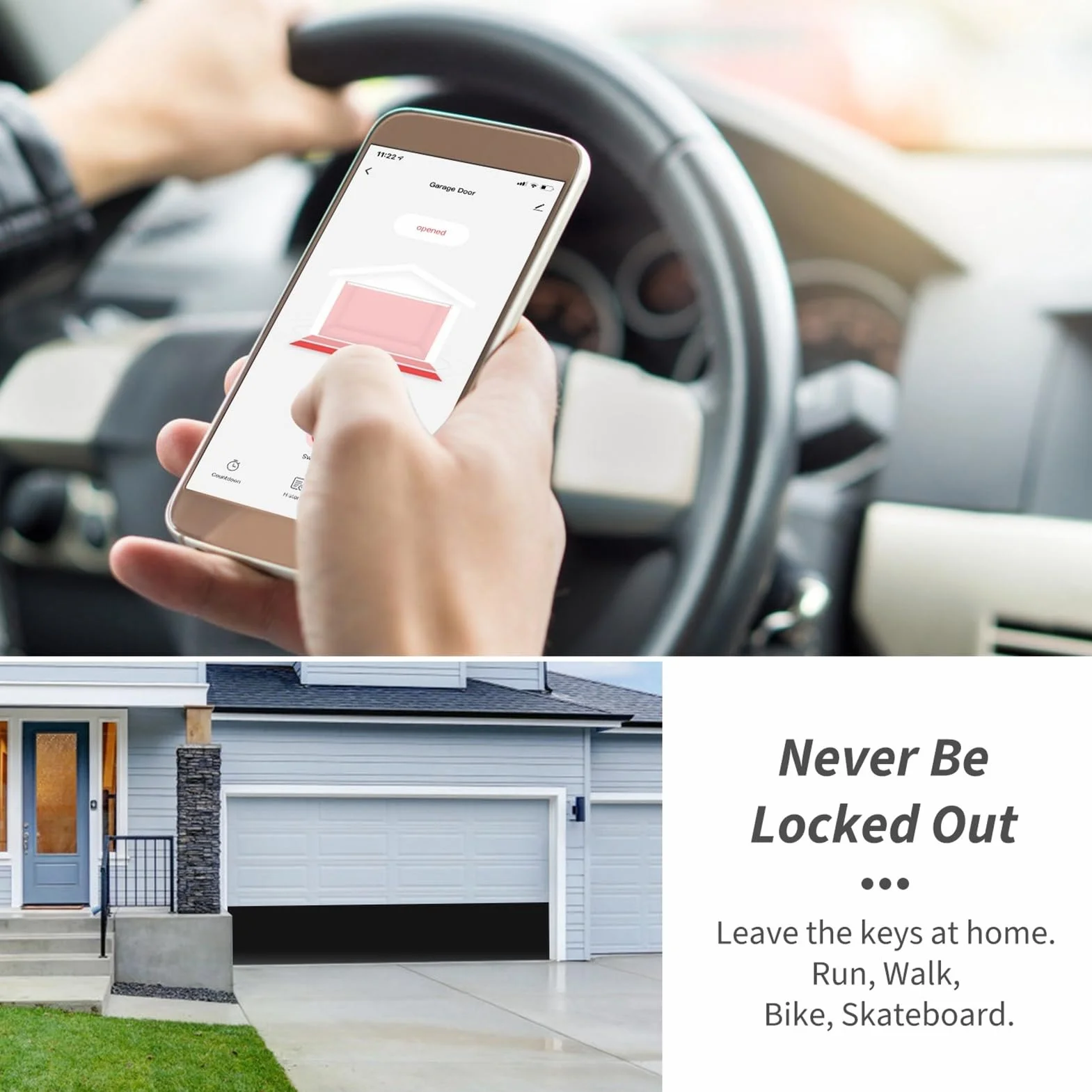"Ouvre-porte de garage intelligent WiFi, commande vocale à distance via application, gestion pratique et sécurisée de la porte de garage, compatible avec l'application TUYA, fabriqué en matériau ABS