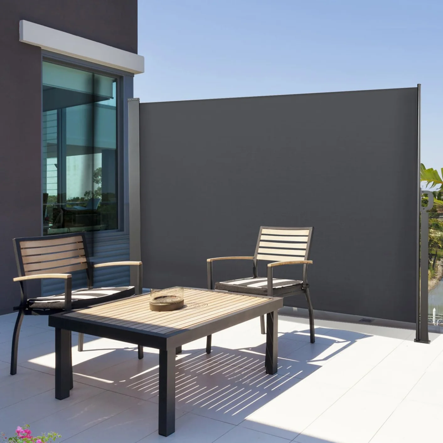 Paravent extérieur rétractable 160 x 300 cm Gris Anthracite