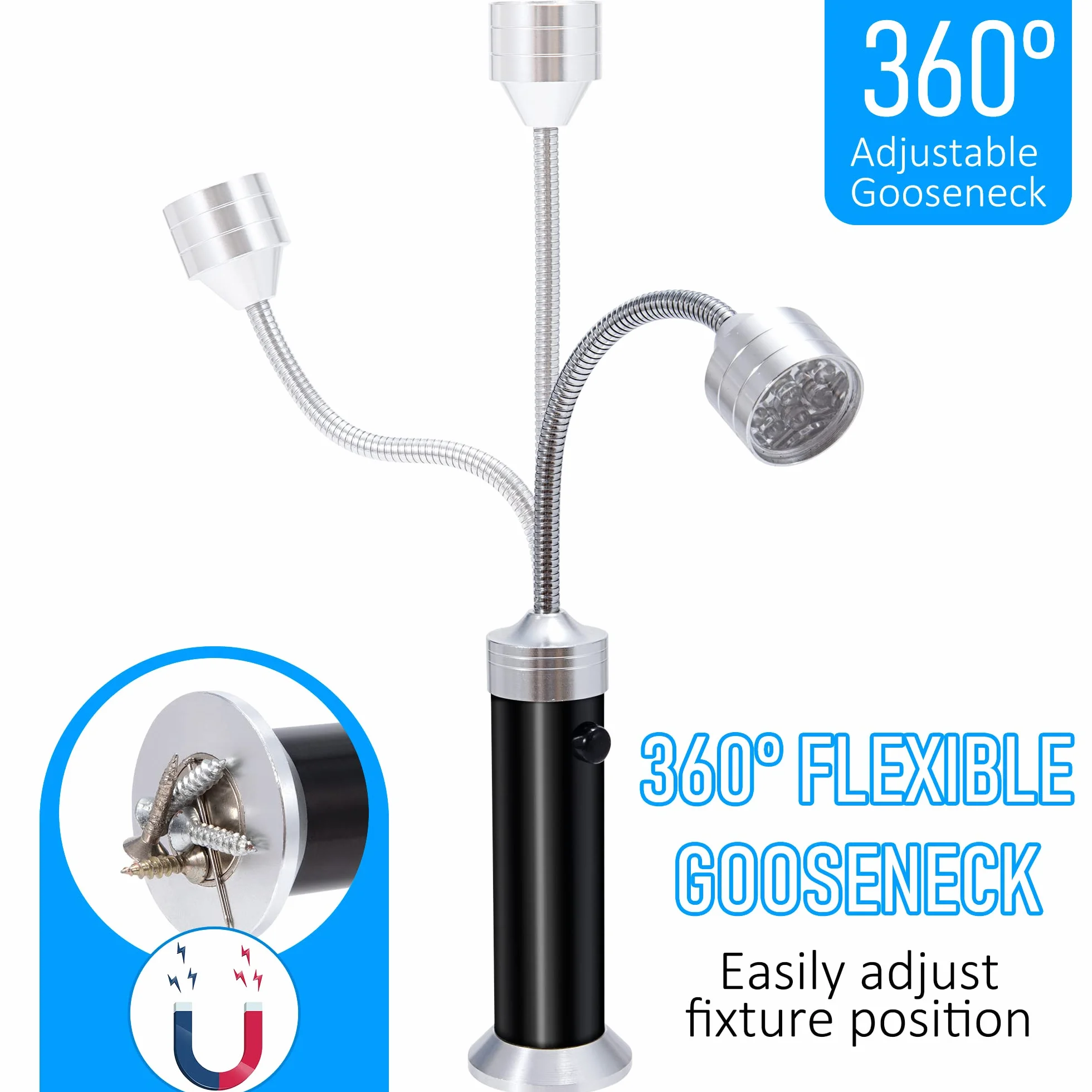 Lampe pour Barbecue LED Lot de 2 avec Base Magnétique Flexible 360° Accessoire BBQ Portable Camping